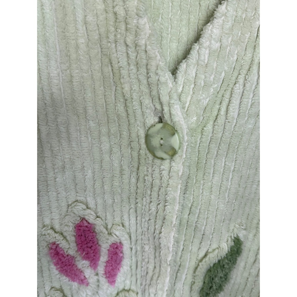 House of Chenille Bed Jacket Green Medium - Picture 3 of 11